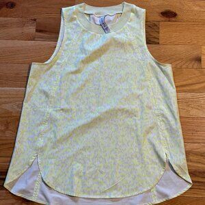 Athleta Women's Tank Top Neon Yellow/White Leopard Print Sleeveless Size Small